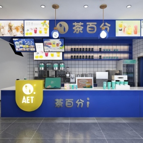 现代奶茶店3D模型下载